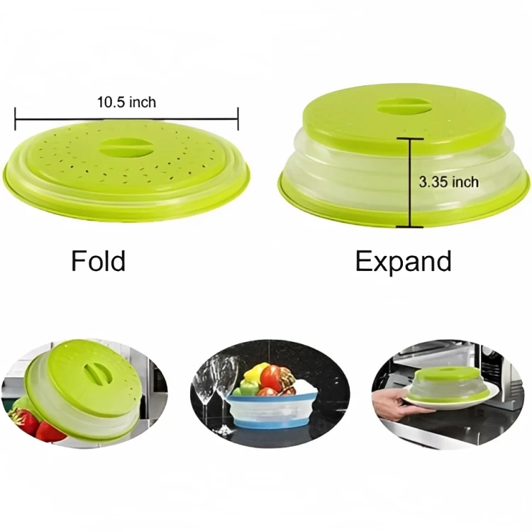 غطاء طعام للميكروويف قابل للطي، 10.5 بوصة - متعدد الألوان